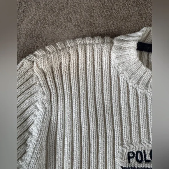 Ralph Lauren Polo Jeans Flag Sweater Ivory USA Preppy Vintage 90s - Picture 6 of 14